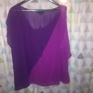 F21 Asymmetrical Sheer Purple Top